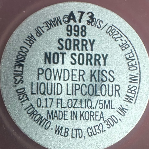 ๐ SORRY NOT SORRY a MAC POWDER KISS LIQUID LIPCOLOUR. RETAILS $27. NEW / BOX. - Picture 10 of 10